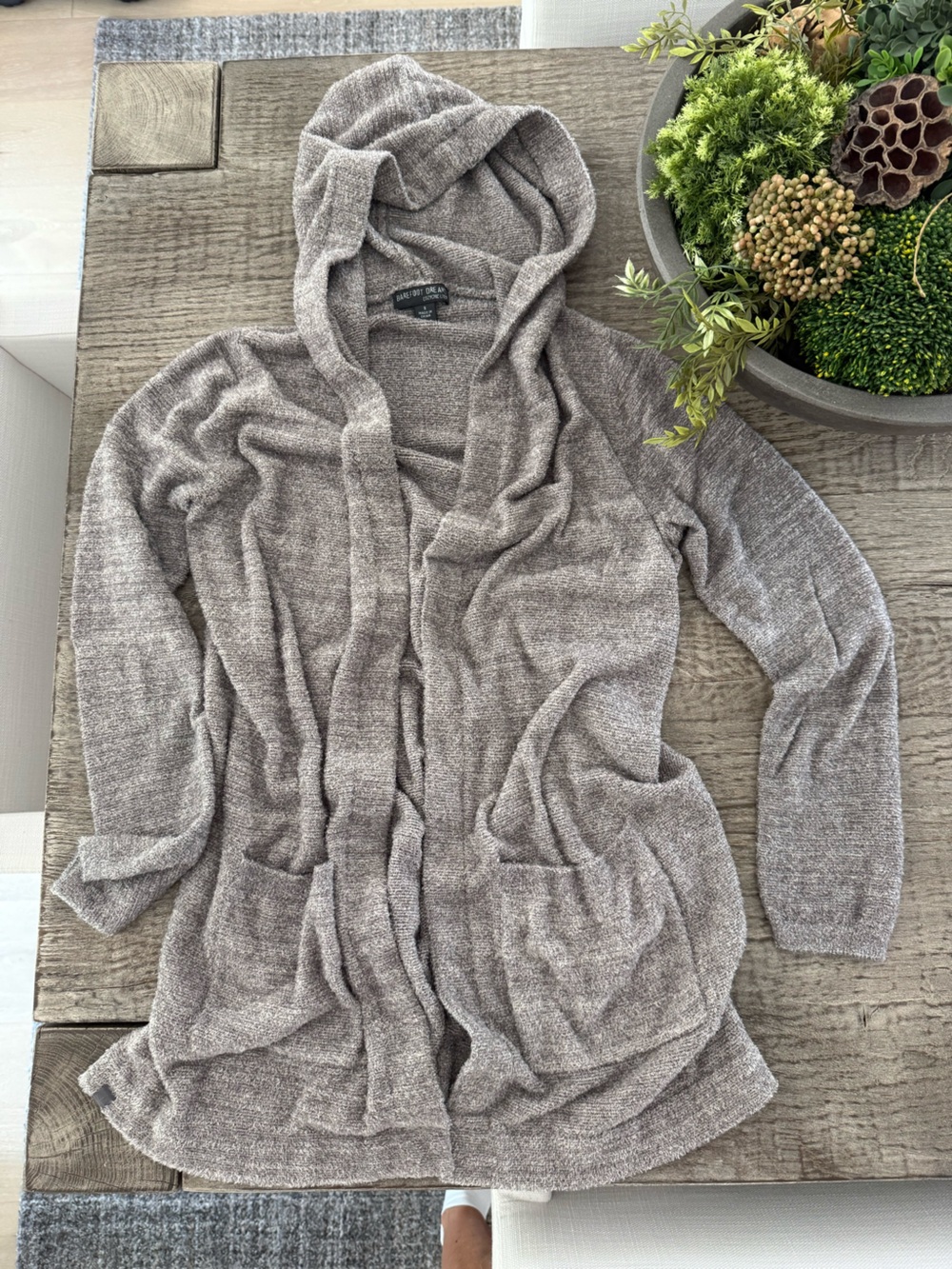Barefoot Dreams Cozy Chic Lite cardigan sweater size small tan